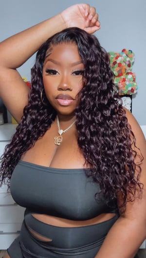 Image of Plum Water Wave 13x4 Lace Front Wig in 24”