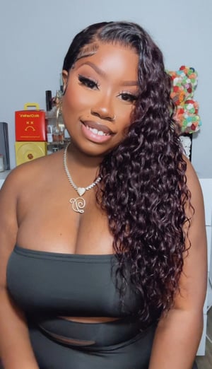 Image of Plum Water Wave 13x4 Lace Front Wig in 24”