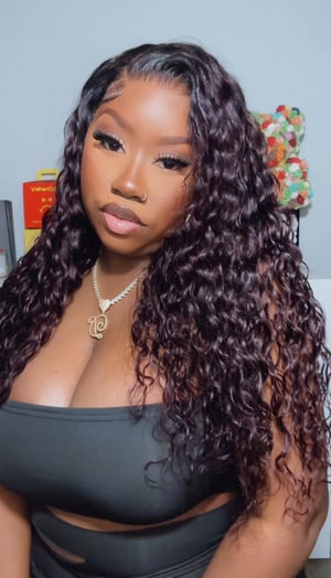 Image of Plum Water Wave 13x4 Lace Front Wig in 24”