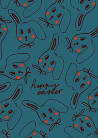 Image 1 of Postkarte - happy easter / viele Hasen