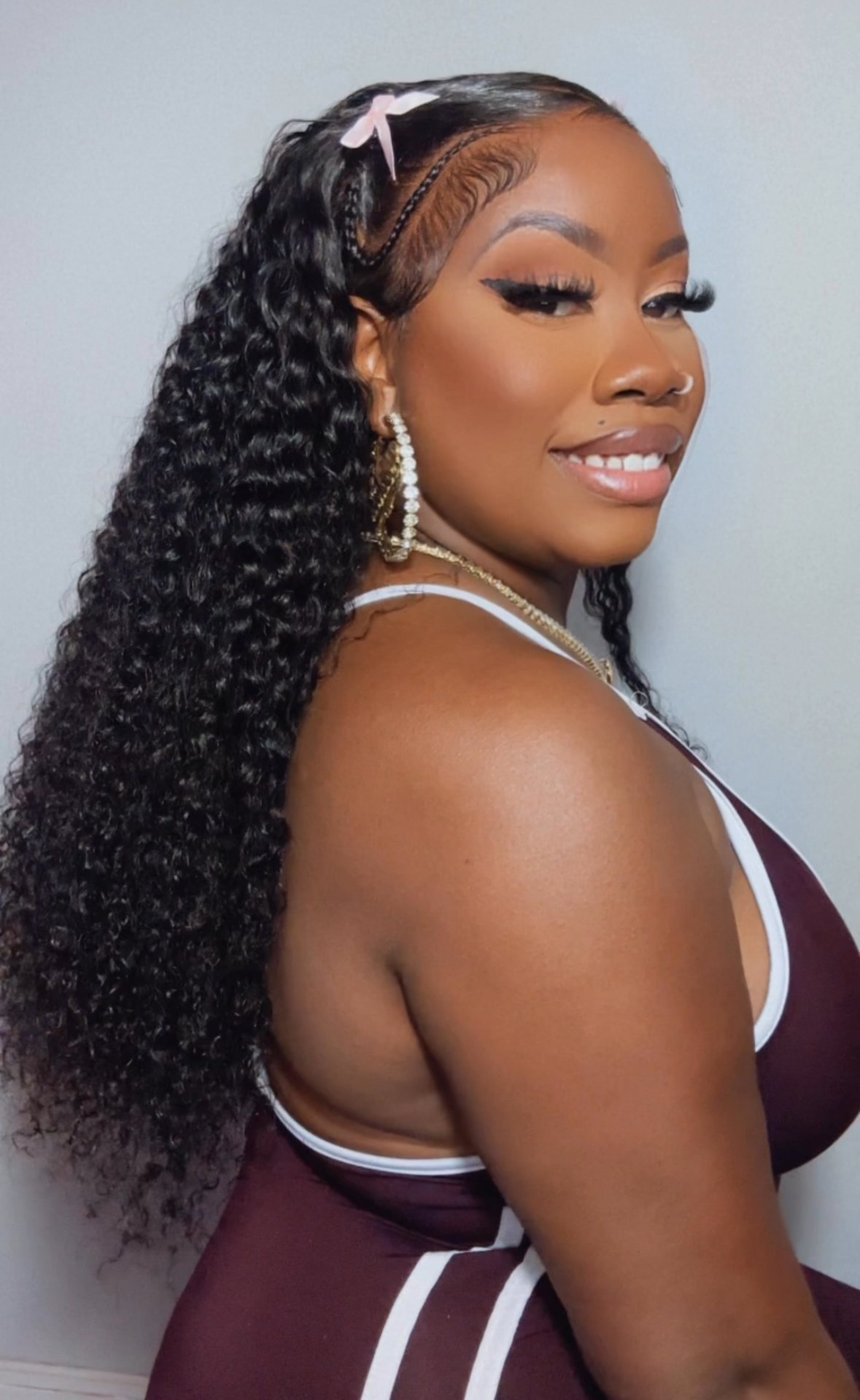 Image of Braided Zig Zag Part Deep Wave 13x4 Lace Front in 24”
