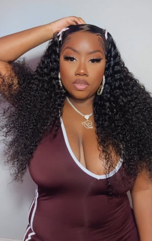 Image of Braided Zig Zag Part Deep Wave 13x4 Lace Front in 24”