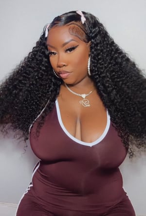Image of Braided Zig Zag Part Deep Wave 13x4 Lace Front in 24”