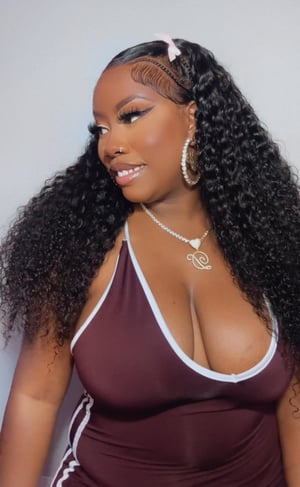 Image of Braided Zig Zag Part Deep Wave 13x4 Lace Front in 24”