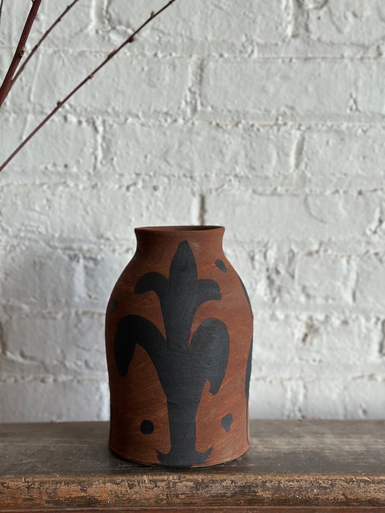 Image of Painted Brown Bottle Vase