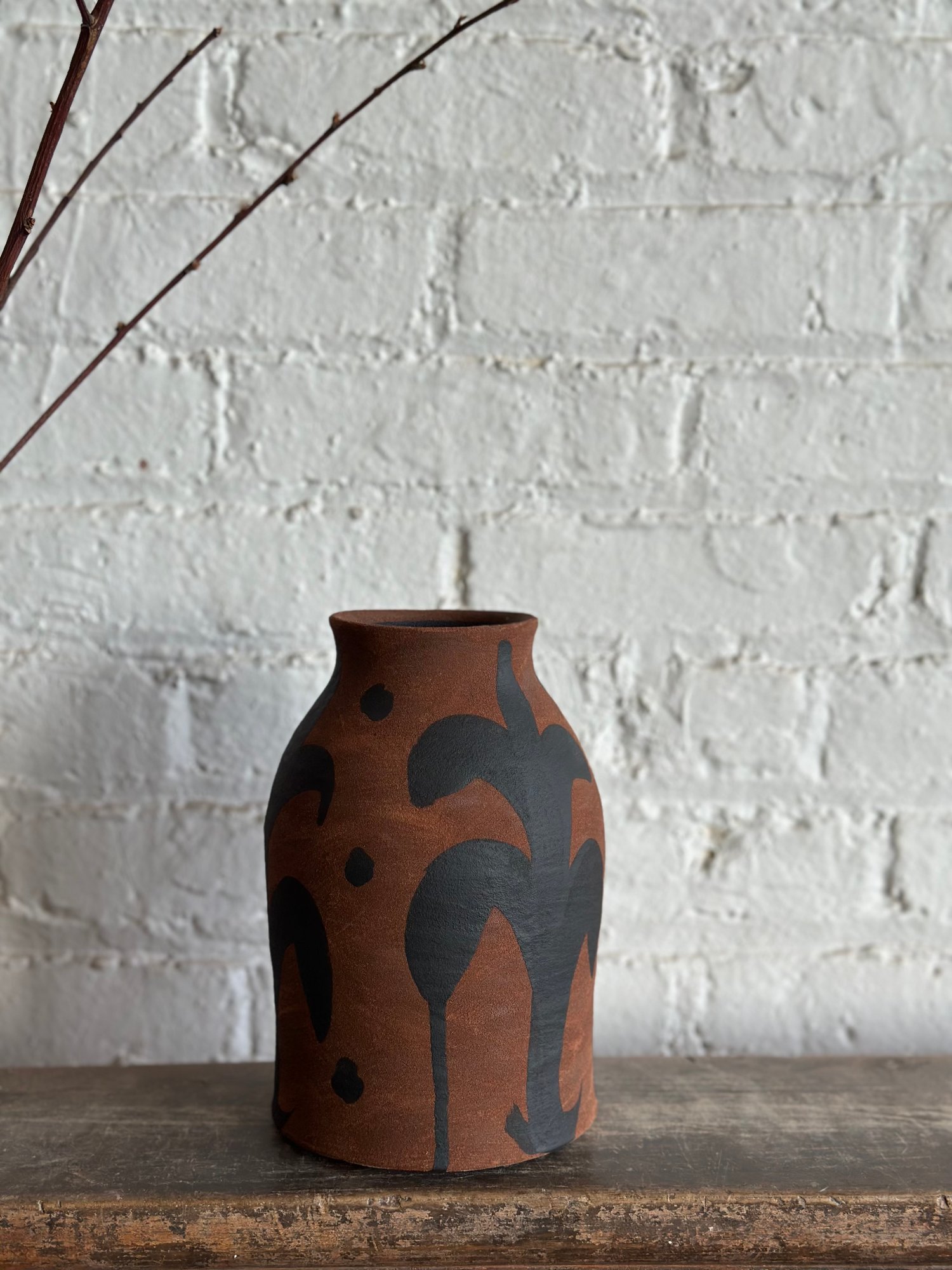 Image of Painted Brown Bottle Vase