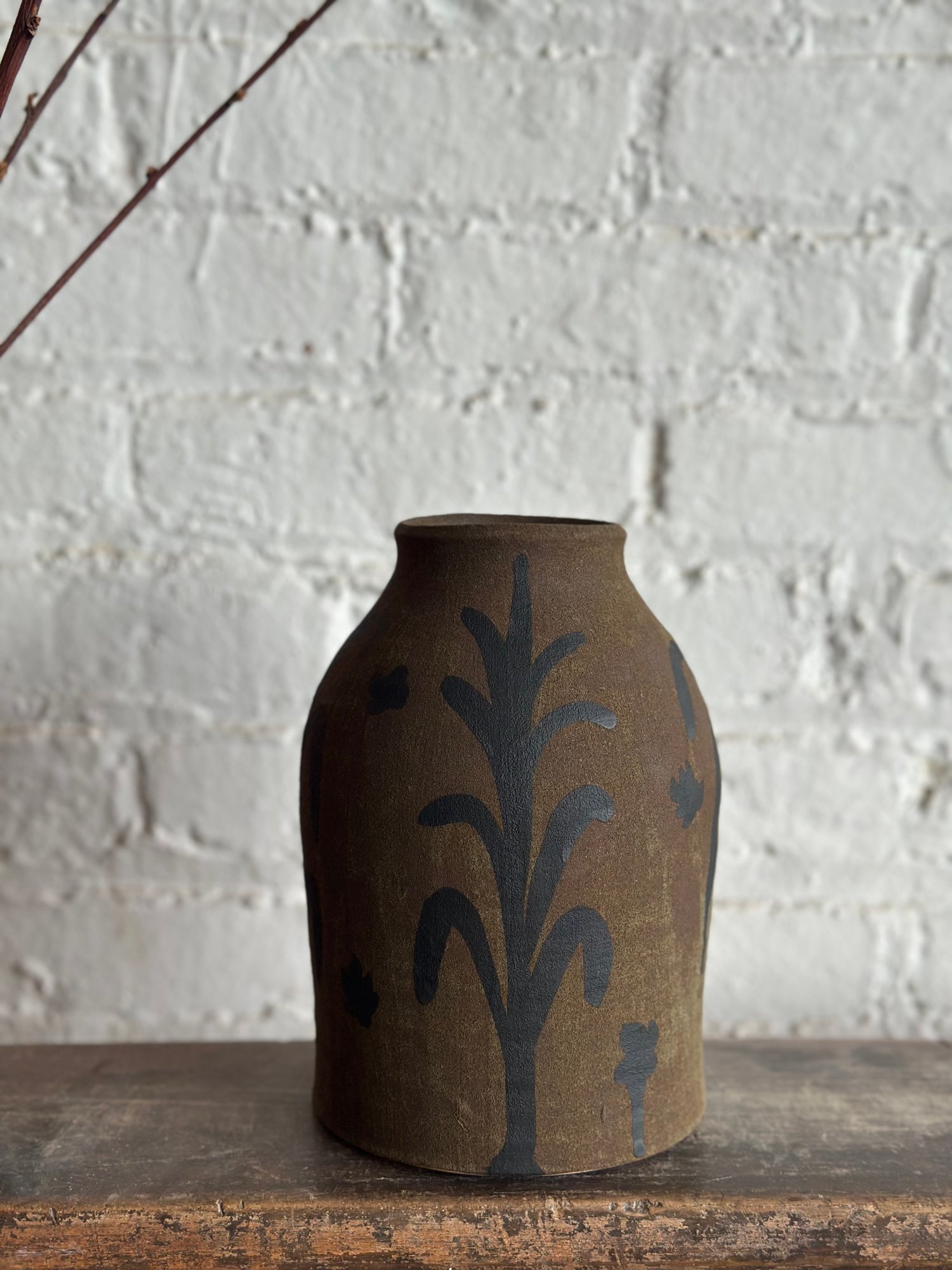 Image of Painted Olivebrown Bottle Vase