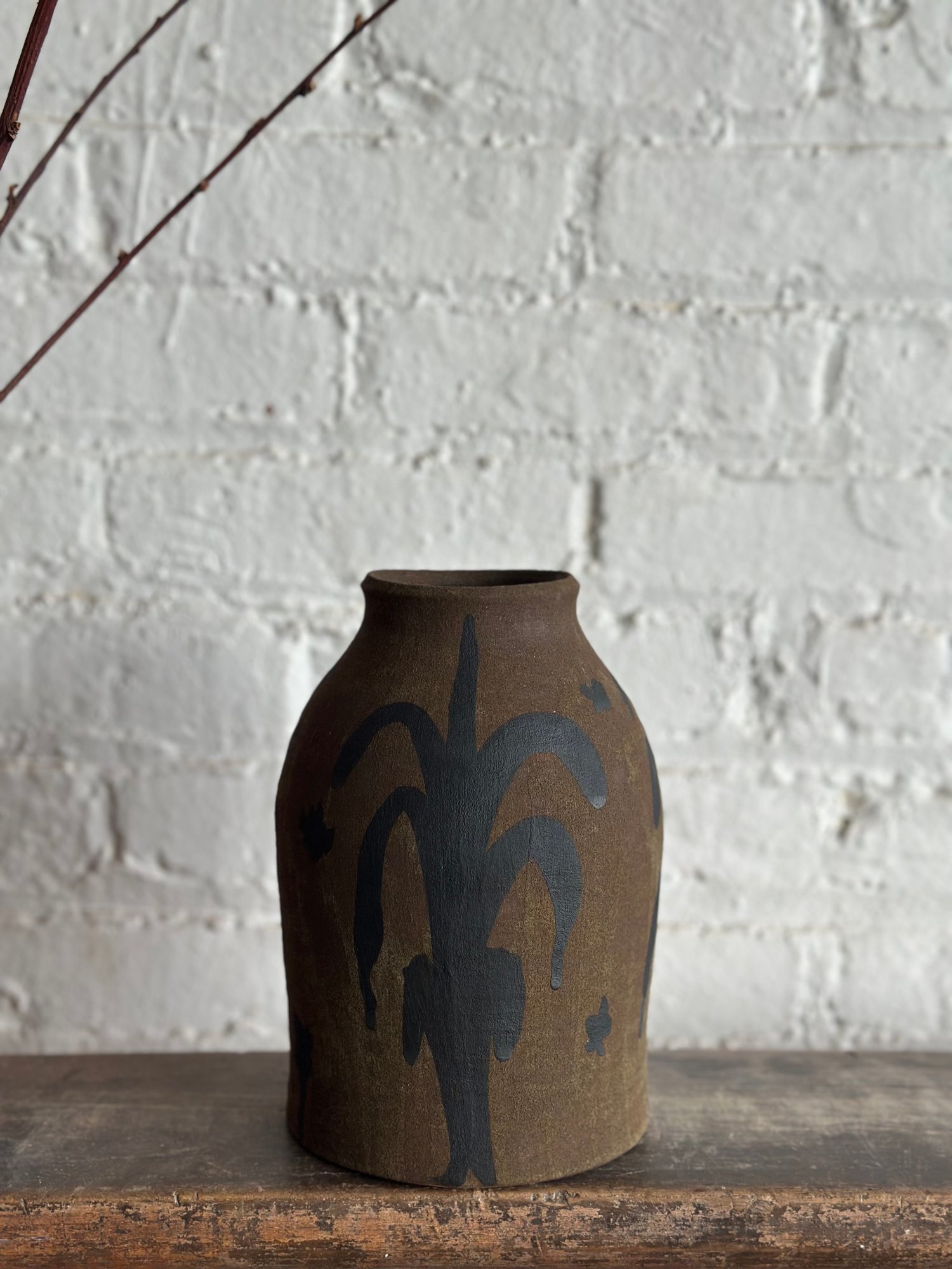 Image of Painted Olivebrown Bottle Vase