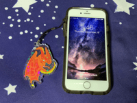 Image 3 of Blue and Orange Fire Dragon Phone Charm