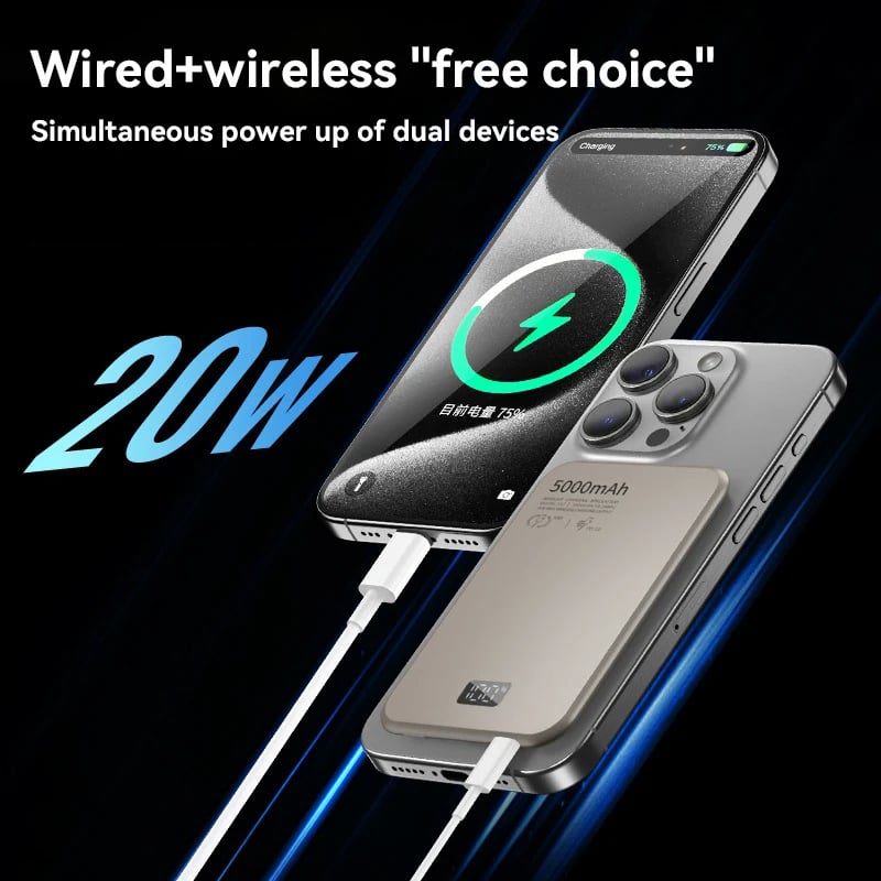 MSL 5000mAh Magnetic Wireless Power Bank PD20W Fast Charging