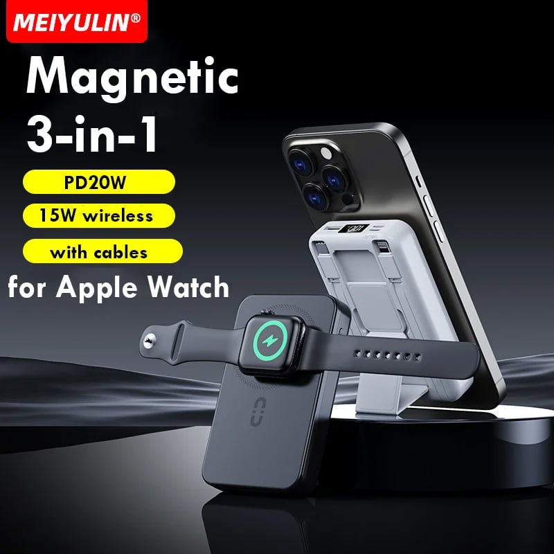 MSL 10000mAh Magnetic 3-in-1 Wireless Power Bank with PD20W Fast Charging