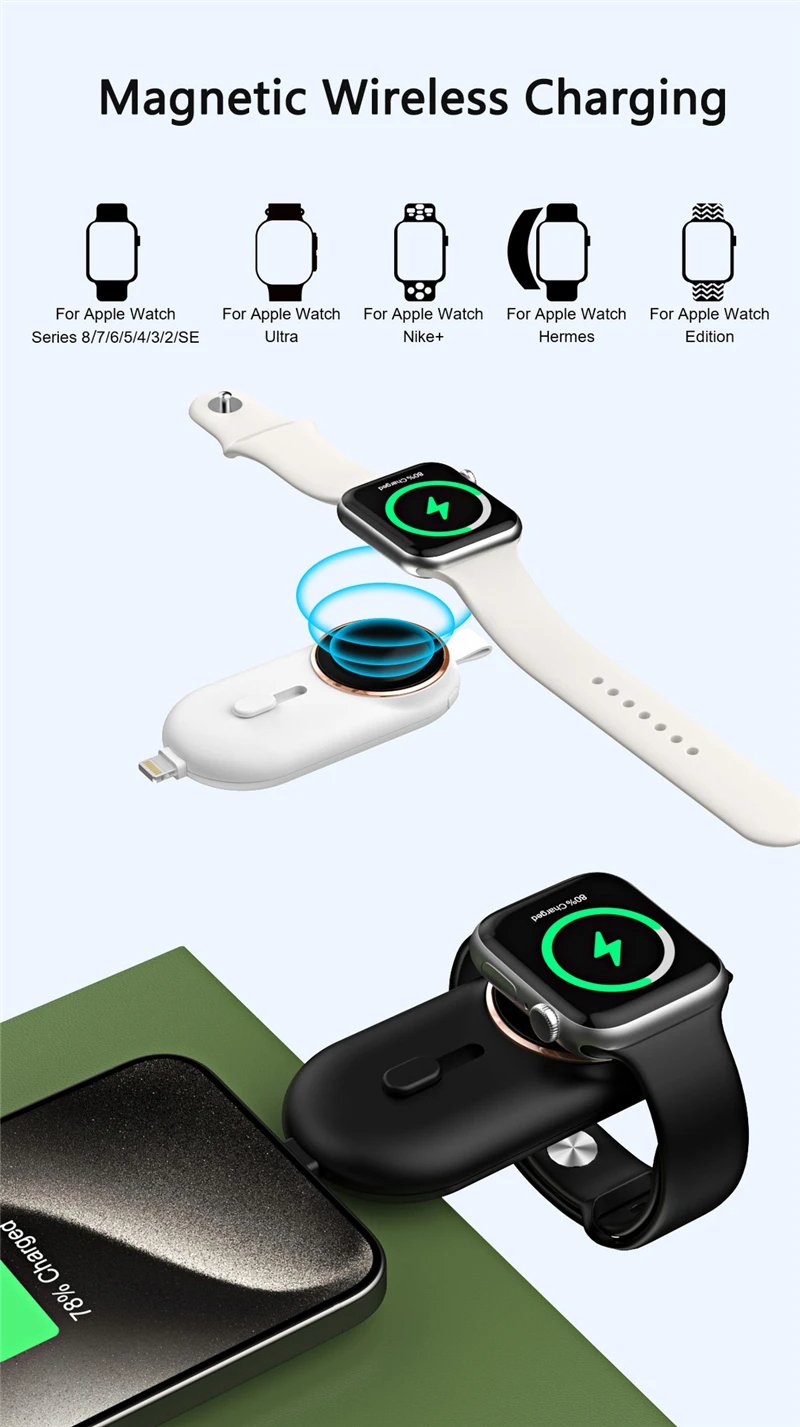 MSL 2000mAh Magnetic Wireless Charger for Apple Watch and iPhone