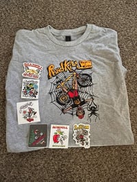 Image 1 of Charitable Art - Roadkill Crew Stickers + XL Tshirt Pack