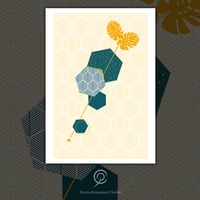 Affichette dorée · Hexagone Philodendron monstera