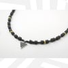 Mono Delta on Hematite and Rolled Gold Beads