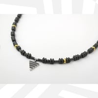 Image 1 of Mono Delta on Hematite and Rolled Gold Beads