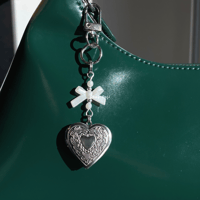 Image 1 of Silver Heart Locket Keychain