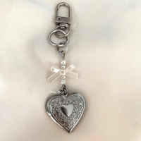 Image 4 of Silver Heart Locket Keychain