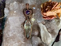 Image 1 of Antique Copper Prasiolite with Amethyst Pendant