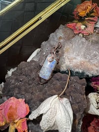Image 1 of Antique Copper Rainbow Moonstone Pendant
