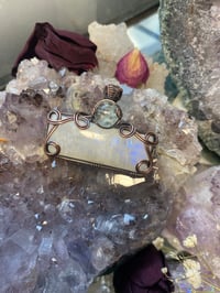 Image 1 of Antique Copper with Rainbow Moonstone and Aquamarine 
