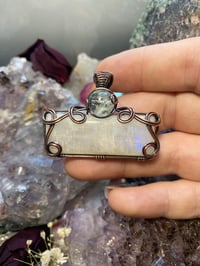 Image 2 of Antique Copper with Rainbow Moonstone and Aquamarine 