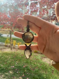 Image 5 of Antique Copper dangly Labradorite and Moonstone with Amethyst 