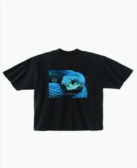 Image 1 of Off Black | Oversized Mockneck Unisex T Shirt | Athleisure Lifestyle  | Blue Green Snake
