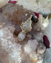 Image 1 of Dainty Silver Mushroom Moonstone Pendant