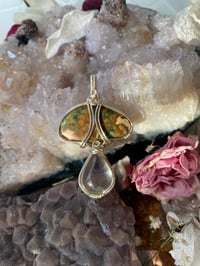 Image 1 of Silver Mushroom Style Ocean Jasper with Lemon Topaz Pendant