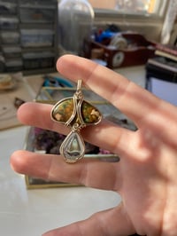 Image 5 of Silver Mushroom Style Ocean Jasper with Lemon Topaz Pendant