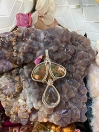 Image 3 of Silver Mushroom Style Ocean Jasper with Lemon Topaz Pendant