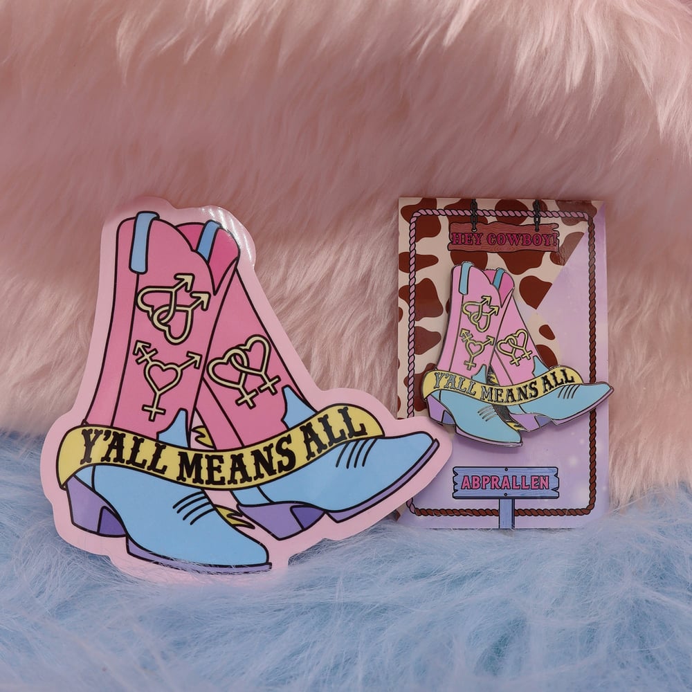 Image of Y'all Means All Enamel Pin Abprallen x Hey Cowboy