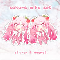 Image 1 of sakura miku sticker & magnet set