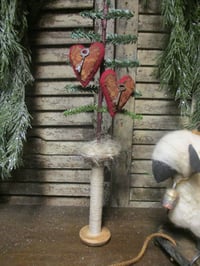 Image 3 of #3... Olde Valentine Vignette~ Sheep Pull Toy ~ Tree ~ Hearts ~