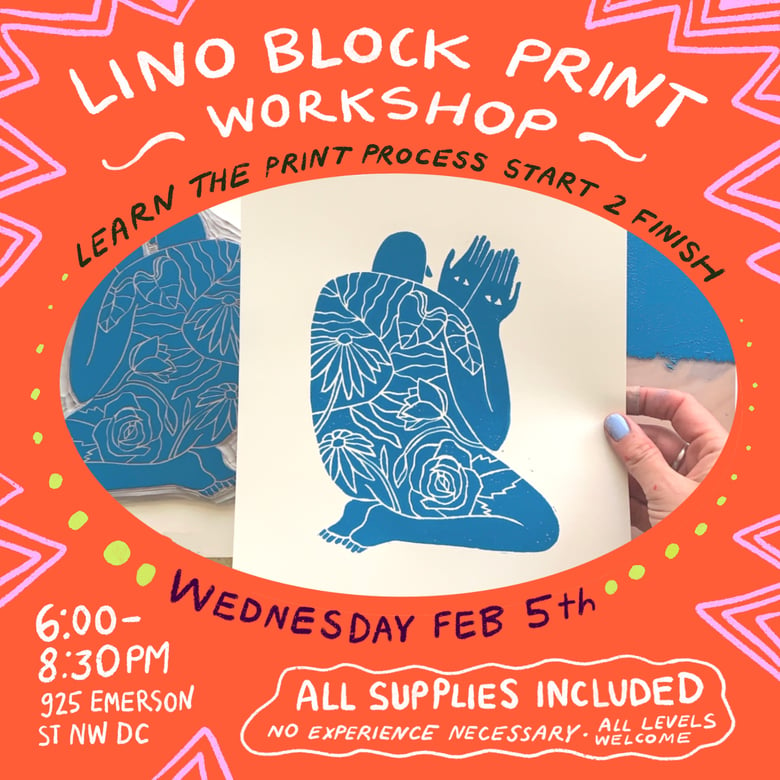 Image of Lino Block Print Workshop  - Wednesday February 5th 2025