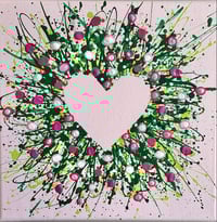 Image 1 of Pink (breast cancer) Exploding Heart Bouquet 