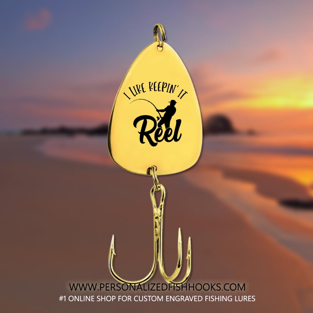 Image of Fish Hook Engraved with "I Like Keeping It Reel" – Fun Personalized Fishing Gift