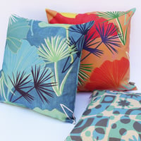 Image 3 of Gingko Jungle Cushion - Blues