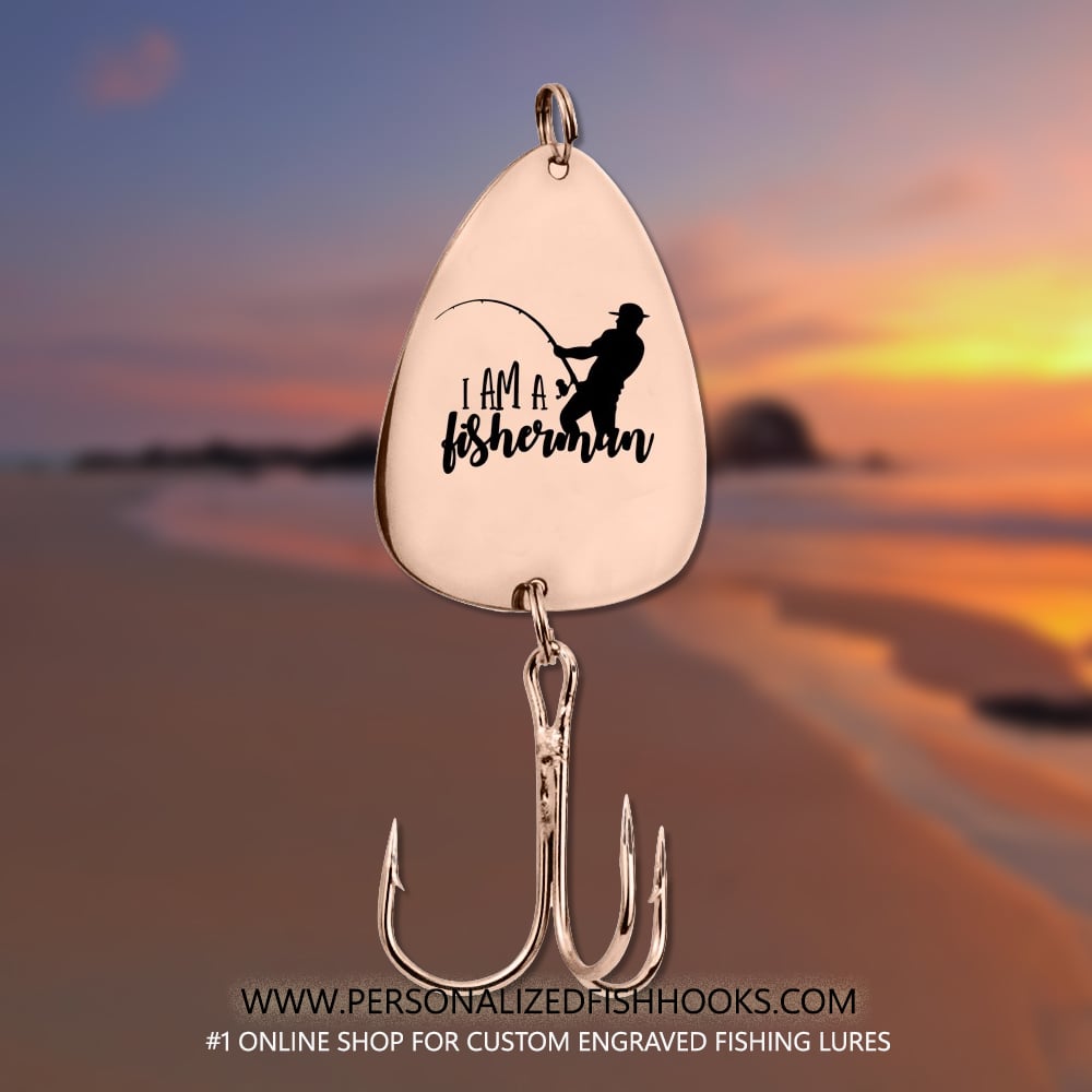Image of Stainless Steel Fish Hook Engraved with "I Am a Fisherman" – Personalized Fishing Gear for Anglers