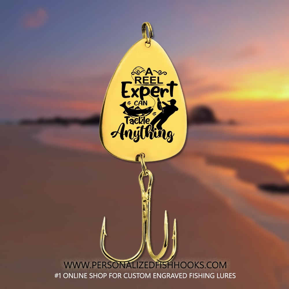 Image of  Fish Hook Engraved "A Reel Expert Can Tackle Anything" – Fun Personalized Fishing Gift