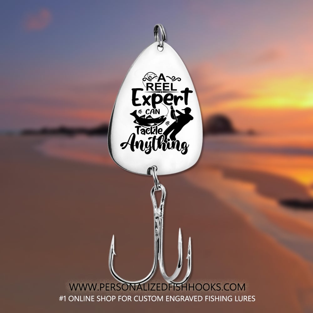 Image of  Fish Hook Engraved "A Reel Expert Can Tackle Anything" – Fun Personalized Fishing Gift