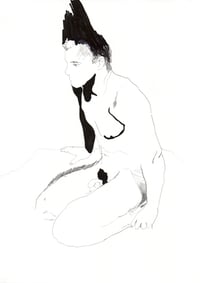 Image 1 of Kneeling Male in Black and White