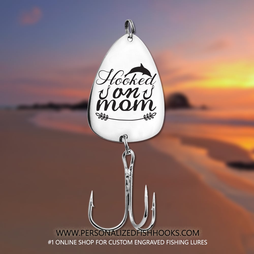 Image of Fish Hook Engraved with "Hooked on Mom" – Thoughtful Personalized Gift for Moms Who Love Fishing