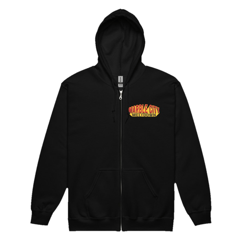 MARBLE CITY MELTDOWN - BLACK ZIP-UP HOODIE