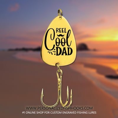 Image of Father's Day Gift Engraved Stainless Steel Fish Hook - "Reel Cool Dad"