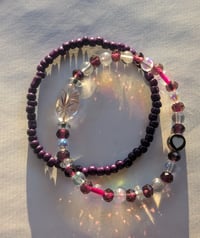 Image 1 of Set of 2 /Valentine's bracelet set/Stacking bracelets/Layering bracelets/Purple/Valentine's Day 