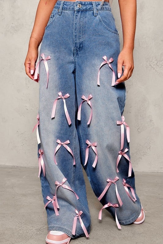 Image of Ribbon Denim Jeans 