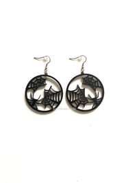 Image 2 of Creepy Cobweb Earrings Acrylic Jewellery Handmade Halloween Horror Spooky 