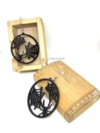 Image 3 of Creepy Cobweb Earrings Acrylic Jewellery Handmade Halloween Horror Spooky 